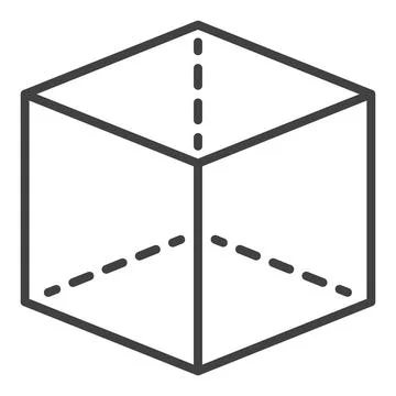 Cube vector concept minimal icon in outline style Stock Illustration