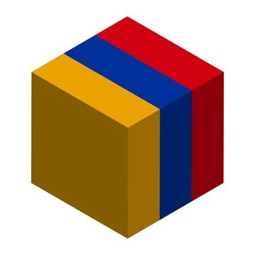 Cube vector flag of Armenia Stock Illustration