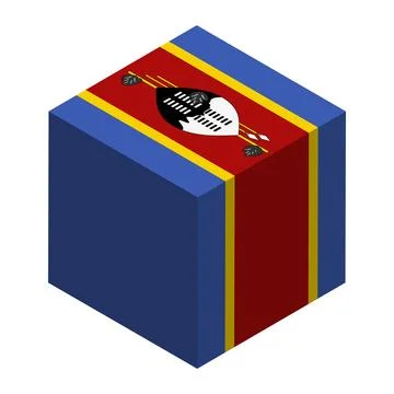 Cube vector flag of Eswatini - former Swaziland Stock Illustration