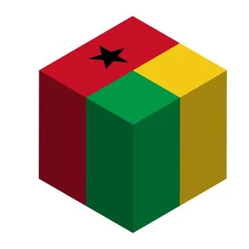 Cube vector flag of Guinea-Bissau Illustrazione stock