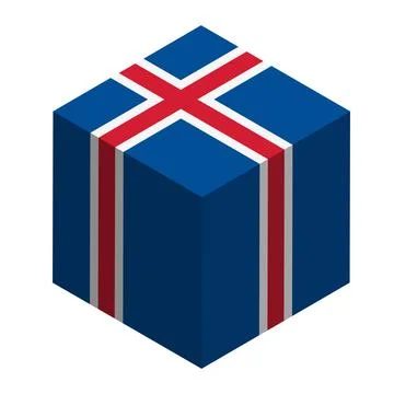 Cube vector flag of Iceland Illustrazione stock