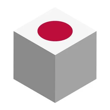Cube vector flag of Japan Ilustración de archivo