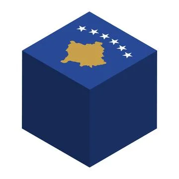 Cube vector flag of Kosovo Stock Illustration
