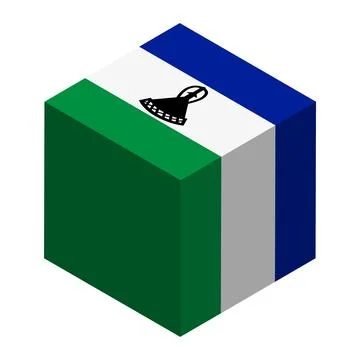Cube vector flag of Lesotho Illustrazione stock