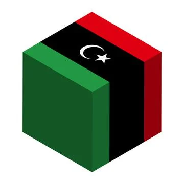 Cube vector flag of Libya Stock Illustration