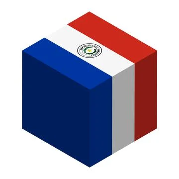 Cube vector flag of Paraguay Illustrazione stock