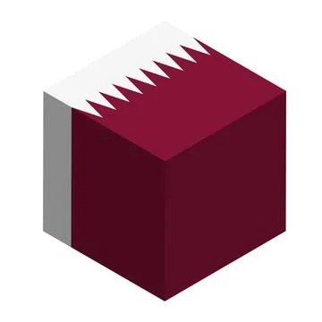 Cube vector flag of Qatar Ilustración de archivo