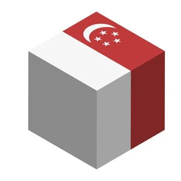 Cube vector flag of Singapore Stock Illustration