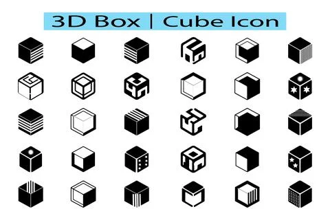 Cube vector icons, Black simple cube pictogram, 3d box graphic concept 库存插图