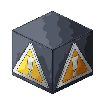 Cube with warning sign illustration 스톡 일러스트