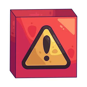 Cube with warning sign illustration Stock Illustration