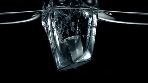 Cube in water, Slow Motion Stock Footage 9300498