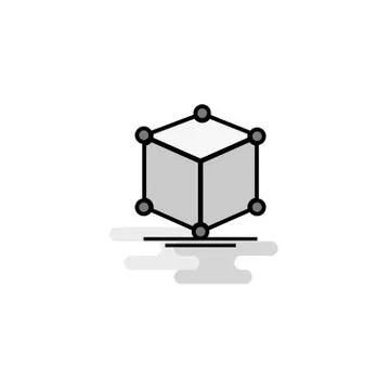 Cube Web Icon. Flat Line Filled Gray Icon Vector Stock Illustration