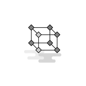 Cube Web Icon. Flat Line Filled Gray Icon Vector Stock Illustration