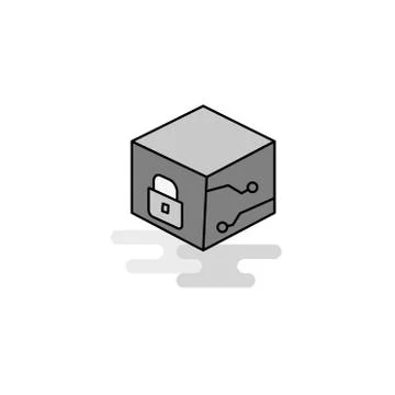 Cube  Web Icon. Flat Line Filled Gray Icon Vector Stock Illustration