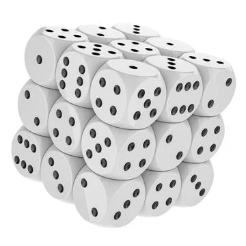 Cube from white dices, 3D rendering Stock Illustration