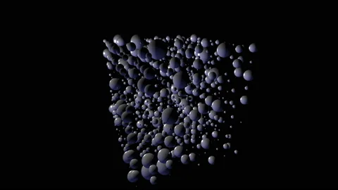 Cube without sector assembled from little balls rotating on black background Stock Footage 113325271