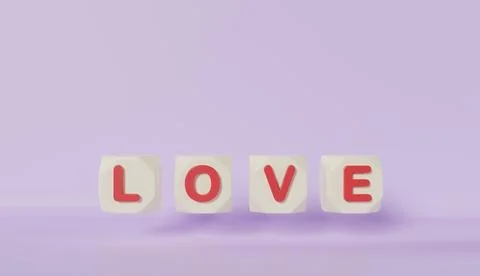 Cube with Word Love on Purple Background イラスト素材