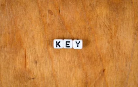 Cube words on the wooden table Foto stock