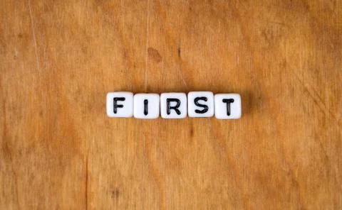 Cube words on the wooden table Stock Photos