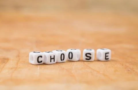 Cube words on the wooden table Stock Photos