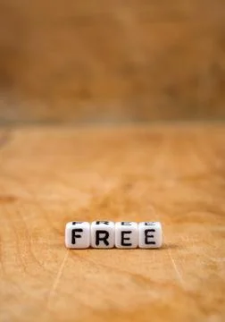 Cube words on the wooden table Foto stock