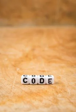 Cube words on the wooden table Stock Photos