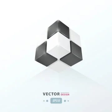 Cube Worm View black and white Stock Illustration