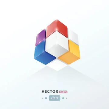 Cube Worm View  pink, blue, orange, Purple color Stock Illustration