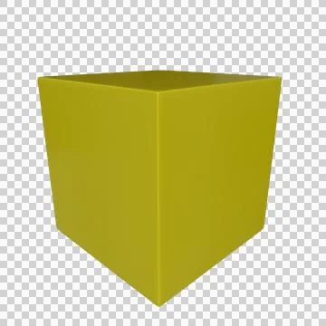 Cube yellow in perspective isolated on transparent background PNG Stock Illustration