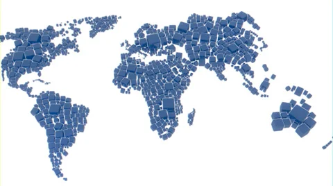 Cubearth Map - Blue (HD) Stock-Footage 37090117