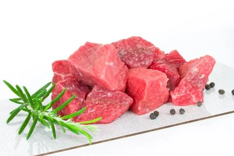 Cubed beef isolated Stock Photos