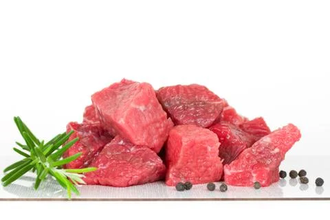Cubed beef isolated Stock Photos