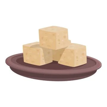 Cubed cheese on plate illustration Stock Illustration