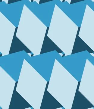 Cubes 3d seamless pattern. Monochrome blue background Stock Illustration