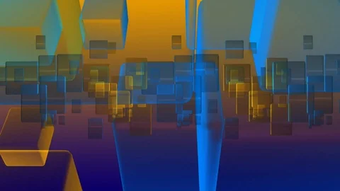 Cubes abstract orange blue Stock Footage 90685722