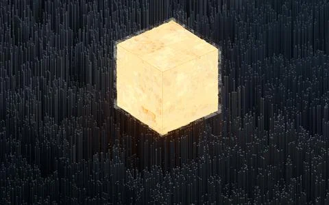 Cubes and materials, circuits and Lines, 3d rendering. Stock Illustration