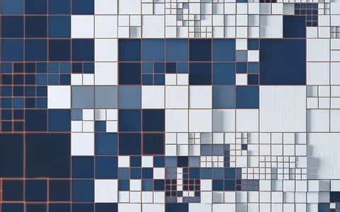 Cubes and materials, circuits structure, 3d rendering. Illustrazione stock