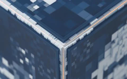 Cubes and materials, circuits structure, 3d rendering. Stock Illustration