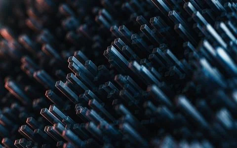 Cubes and materials, materials science and technology, 3d rendering. Stock Illustration