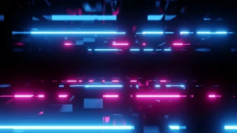 Cubes and neon lights abstract background Stock Footage 201016347