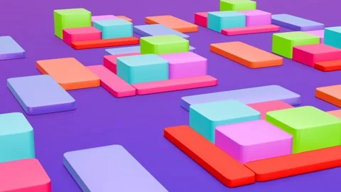 Cubes and rectangles moving on purple background Stock Footage 281868307