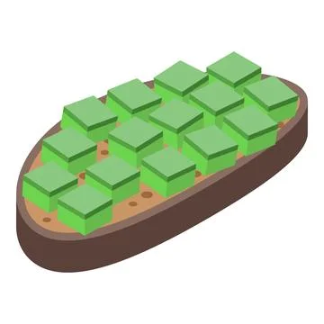 Cubes avocado toast icon isometric vector. Bread food 스톡 일러스트