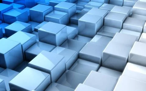 Cubes background Abstract image of cubes background in blue toned Copyrigh... 写真素材
