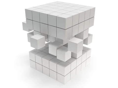 Cubes block. Assembling concept. On white. 스톡 일러스트