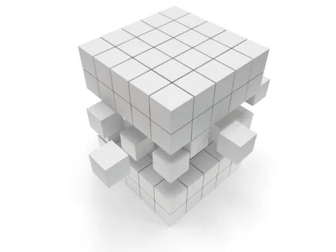 Cubes block. Assembling concept. On white. 스톡 일러스트