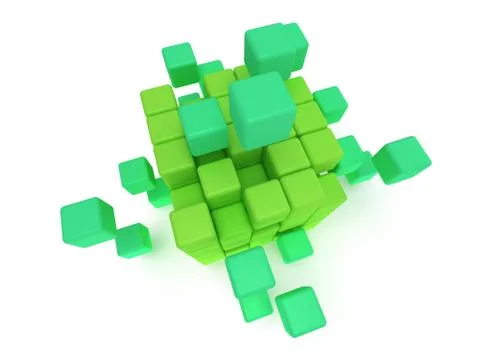 Cubes block. Assembling concept. On white. Stock Illustration