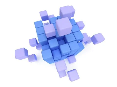 Cubes block. Assembling concept. On white. 스톡 일러스트