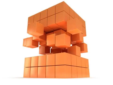 Cubes block. Assembling concept. On white. 스톡 일러스트