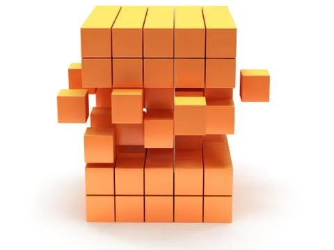 Cubes block. Assembling concept. On white. 스톡 일러스트